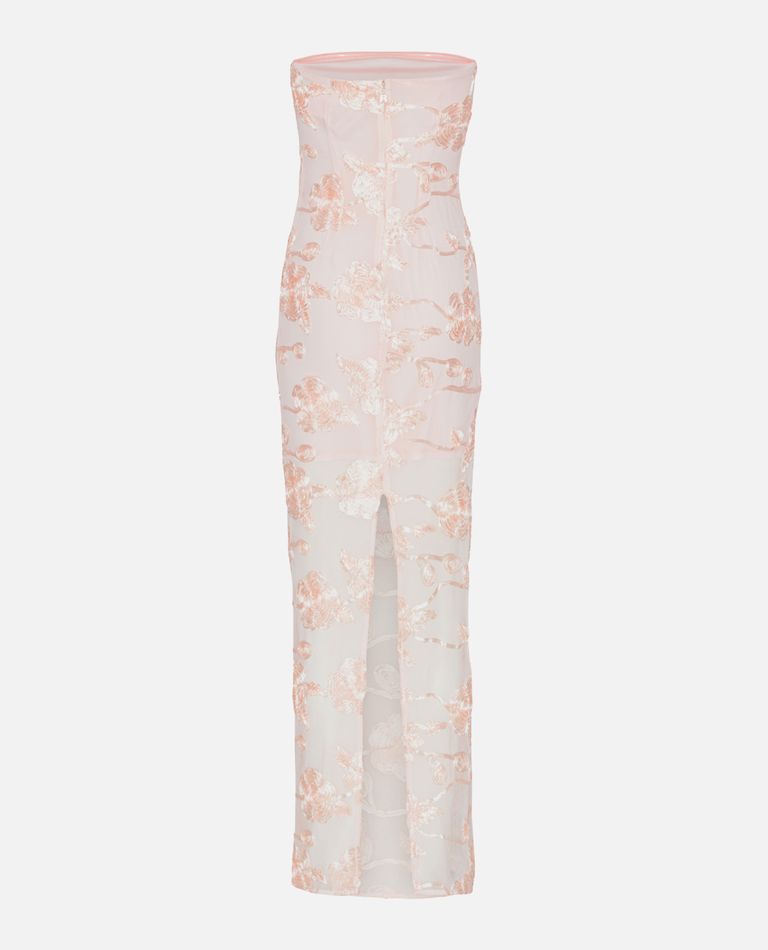Rotate Birger Christensen Flower Mesh Tube Dress Light Pink In Pink