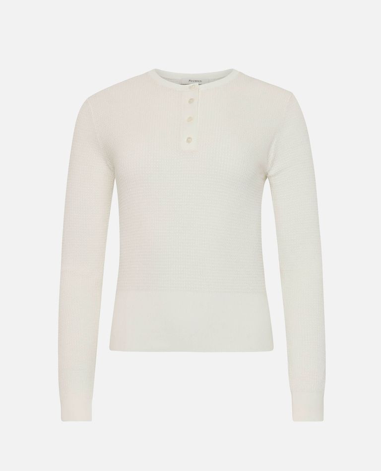 Jw Anderson J. W. Anderson Textured Waffle Knit Long Sleeve Henley Top In White