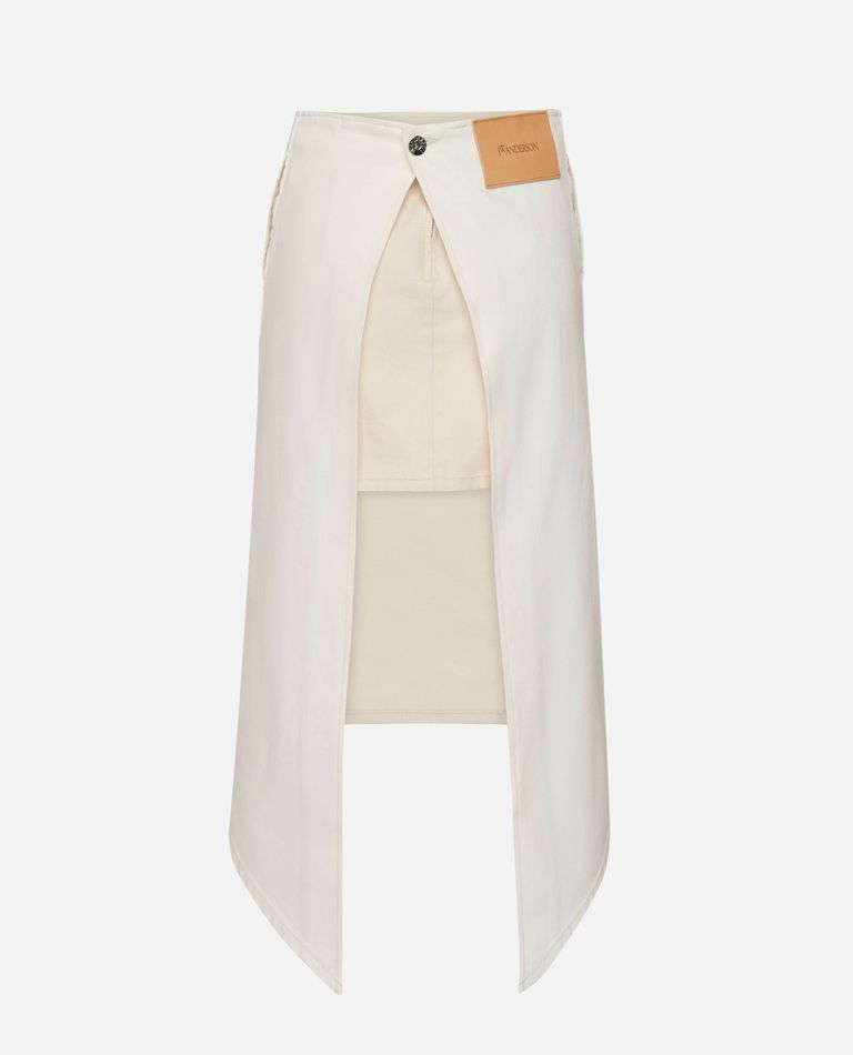 Jw Anderson J. W. Anderson Layered Midi Skirt With Unique Split Detail In Neutral