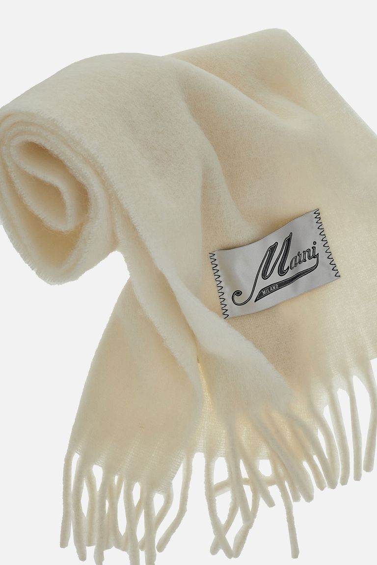 MARNI ALPACA AND MOHAIR SCARF フリンジ Blue brushed alpaca scarf with fringes | Marni