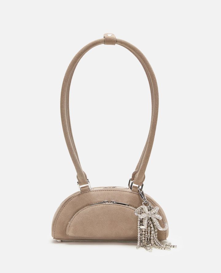 Self-Portrait - GREY SUEDE MINI SHOULDER BAG WITH CHARM_1