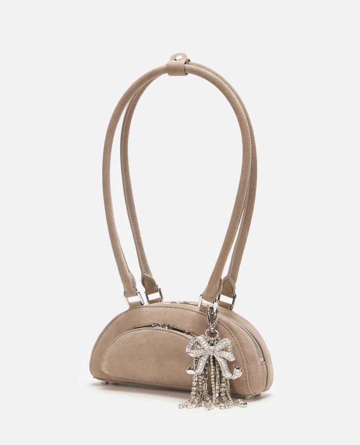 Self-Portrait - GREY SUEDE MINI SHOULDER BAG WITH CHARM_2