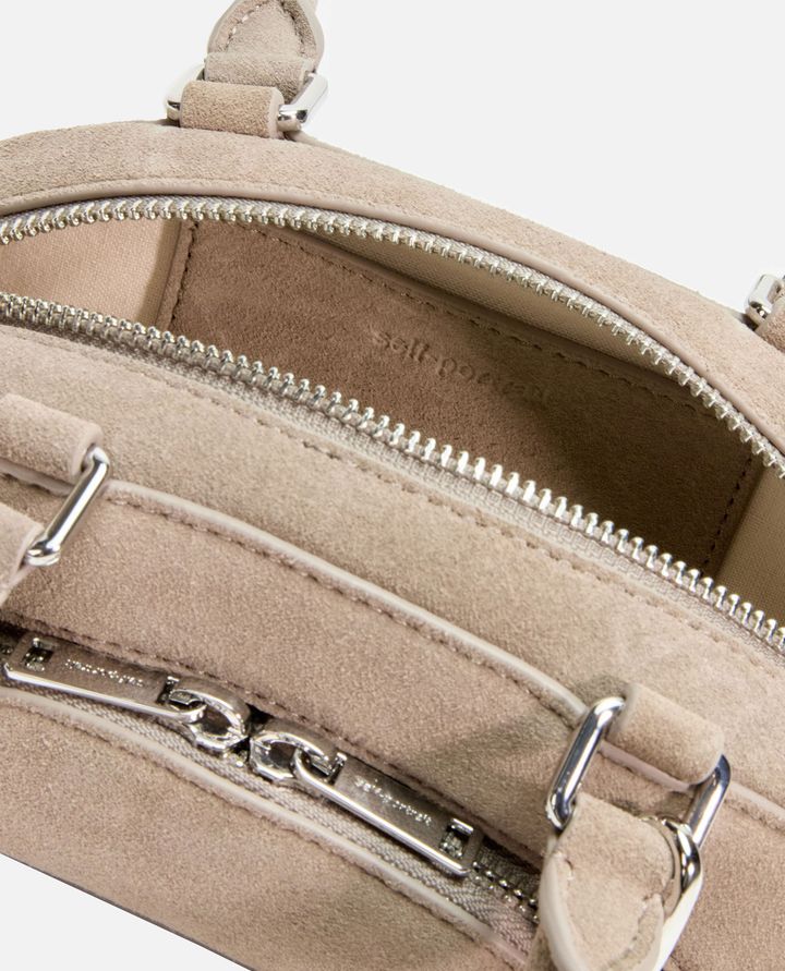 Self-Portrait - GREY SUEDE MINI SHOULDER BAG WITH CHARM_3