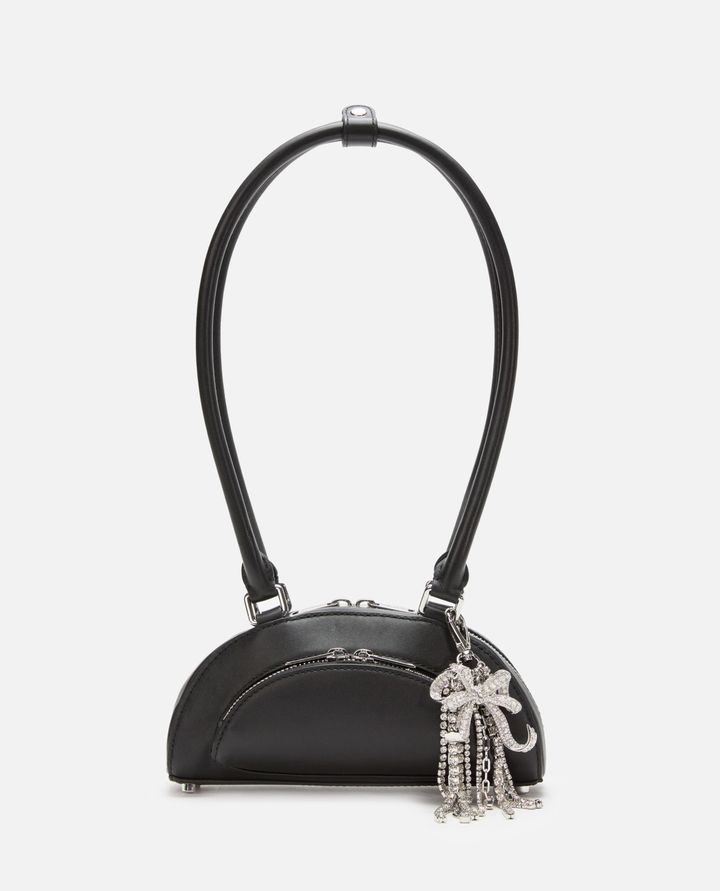 Self-Portrait - BLACK LEATHER MINI SHOULDER BAG WITH CHARM_1