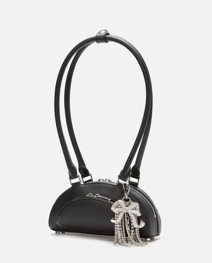 Self-Portrait - BLACK LEATHER MINI SHOULDER BAG WITH CHARM_2