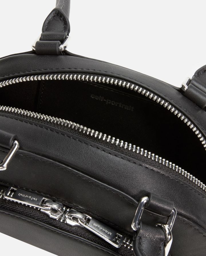 Self-Portrait - BLACK LEATHER MINI SHOULDER BAG WITH CHARM_3