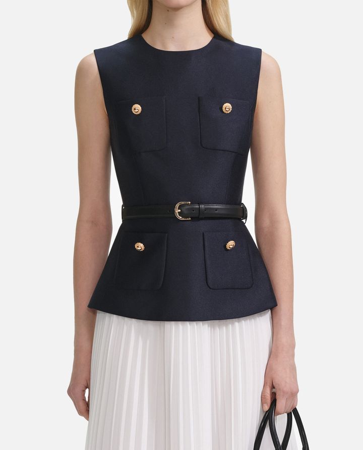 Self-Portrait - NAVY TAFFETA MIDI DRESS_1