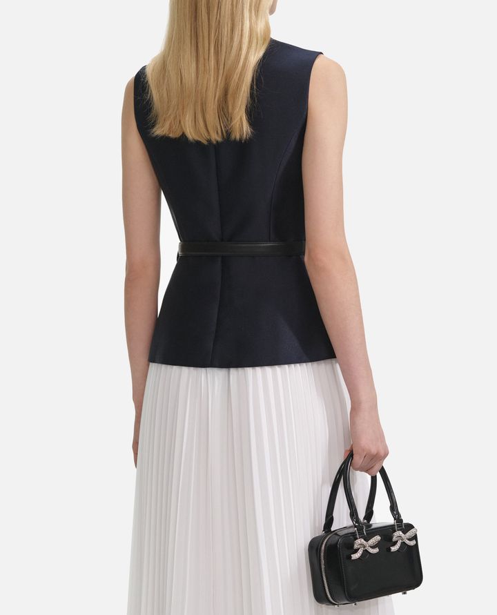 Self-Portrait - NAVY TAFFETA MIDI DRESS_3