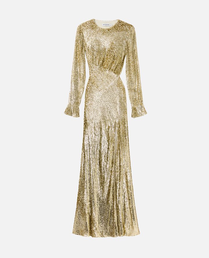 Self-Portrait - GOLD FIL COUPE MAXI DRESS_1