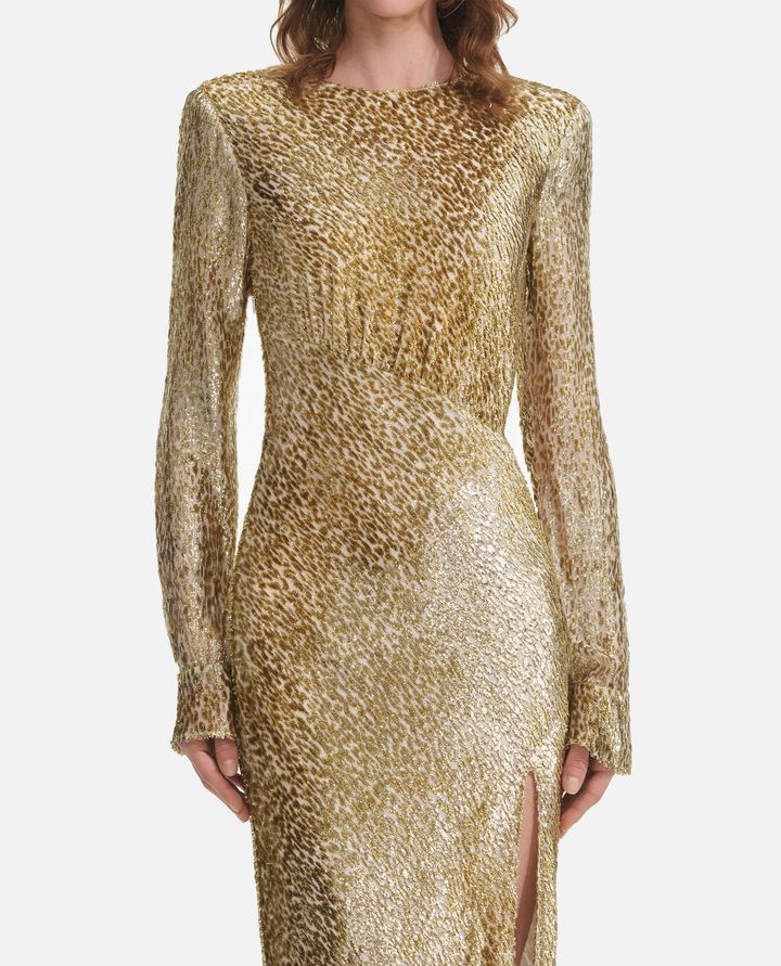 Self-Portrait - GOLD FIL COUPE MAXI DRESS_2