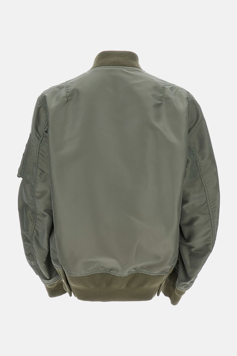 Sacai Khaki Nylon Twill Bomber Jacket In Green