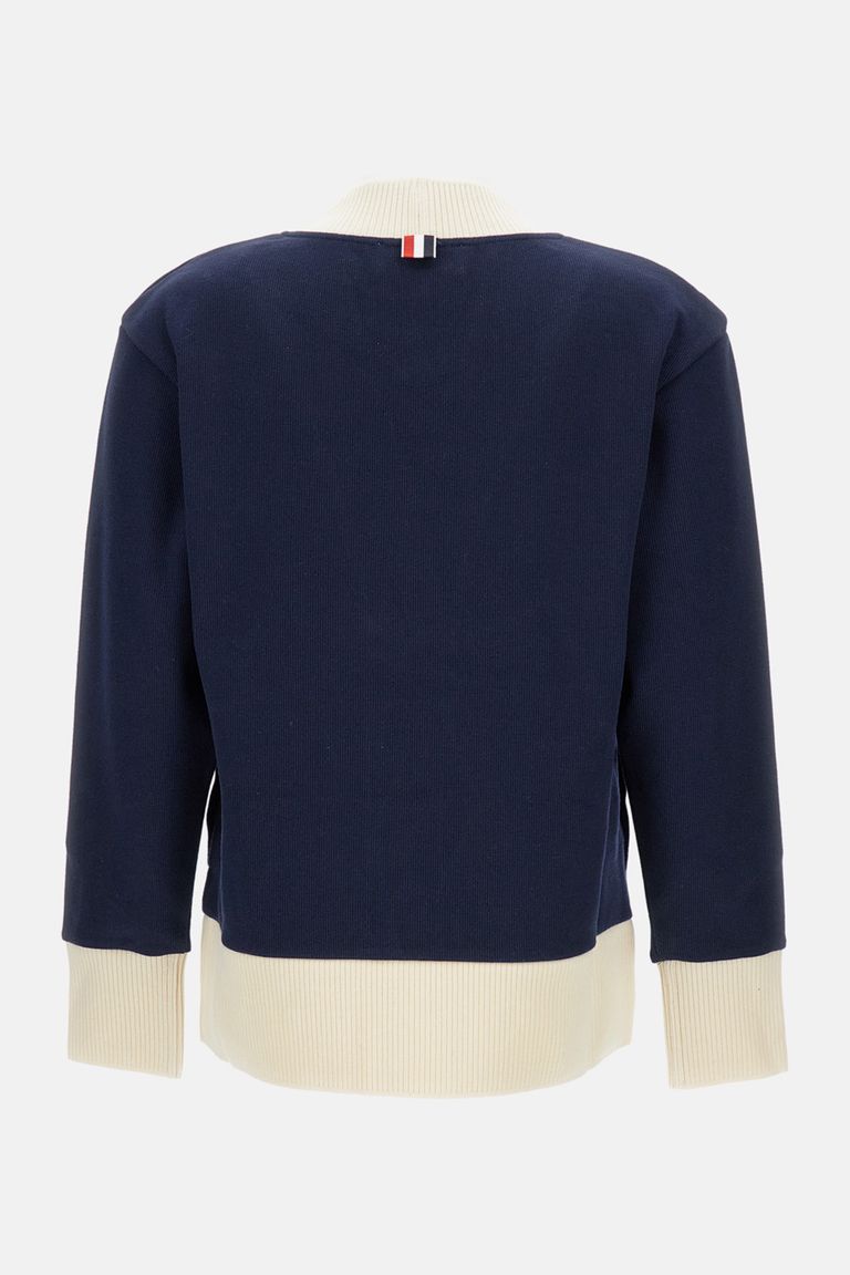 Thom Browne Contrasting-trim V-neck Cardigan In Blue