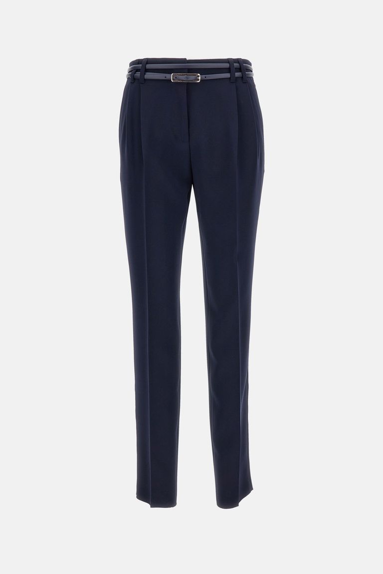 Max Mara Dark Blue Straight Pant In Blue