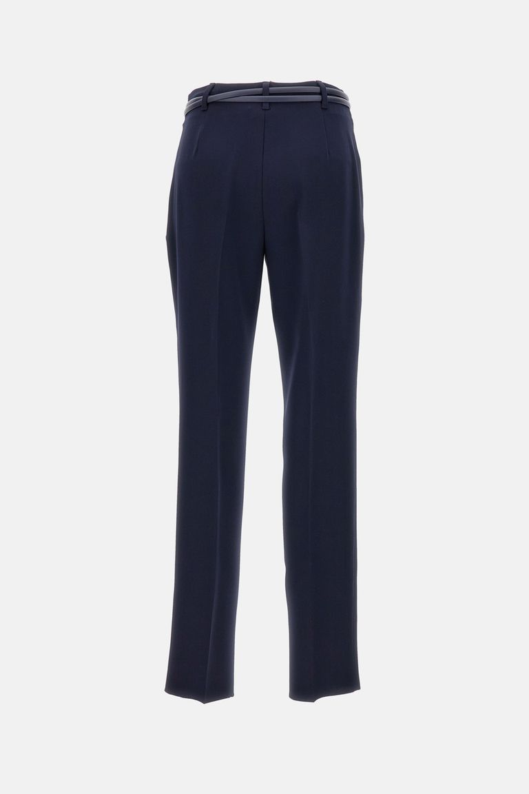 Max Mara Dark Blue Straight Pant In Blue