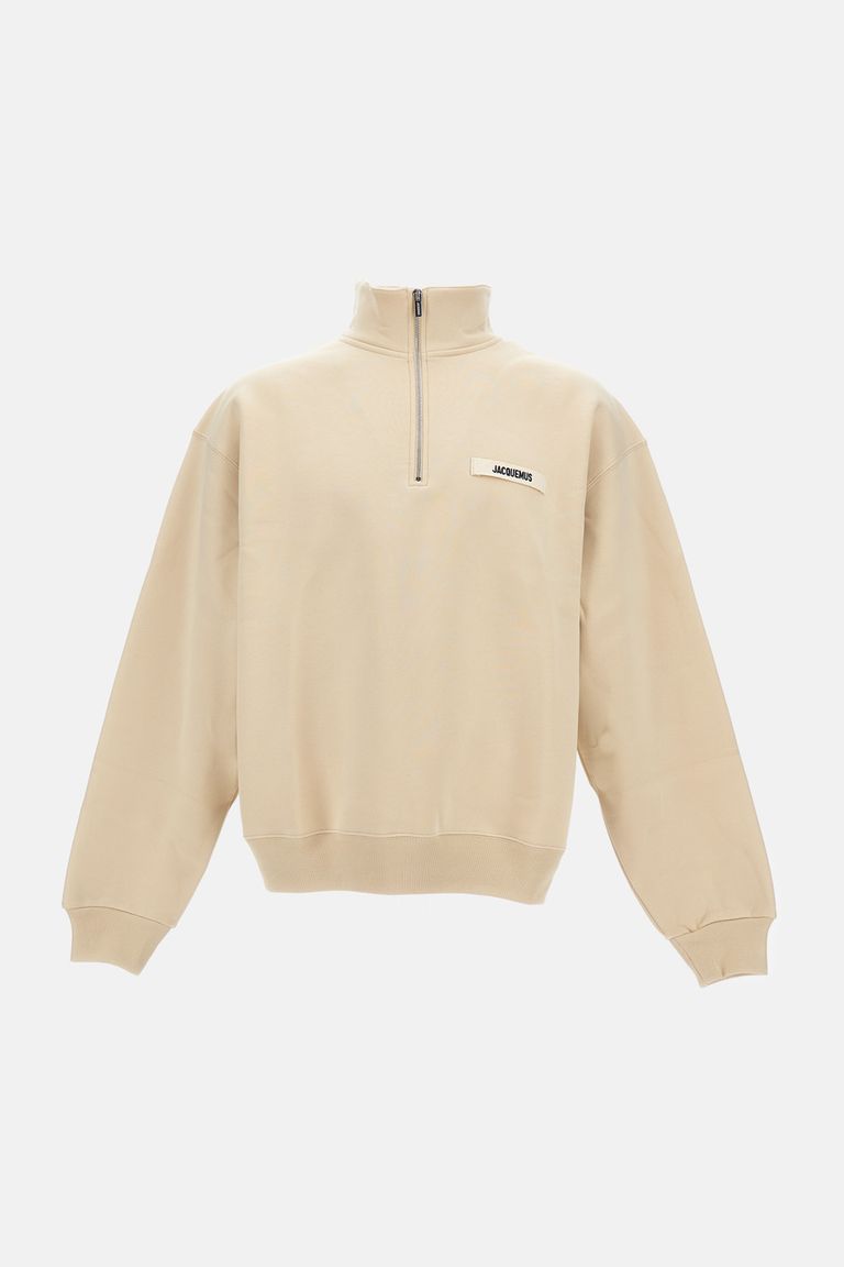 Jacquemus The Gros Grain High-collar Logo Sweatshirt In Neutral