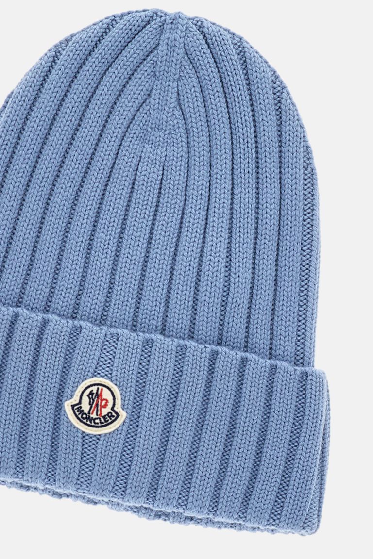 ニットキャップ・ビーニー Moncler White And Blue Wool Hat WOOL HAT for Women - Moncler | Biffi