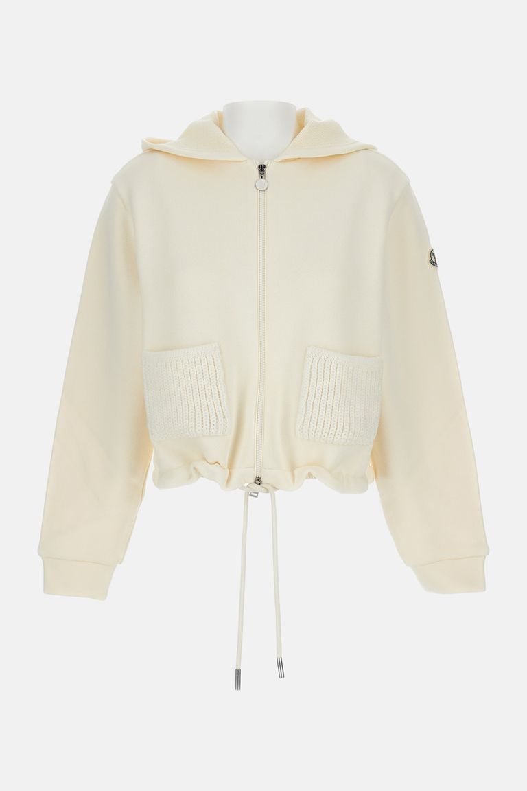 未使用・本物保証☆MONCLER クロップド パーカー XL ホワイト色