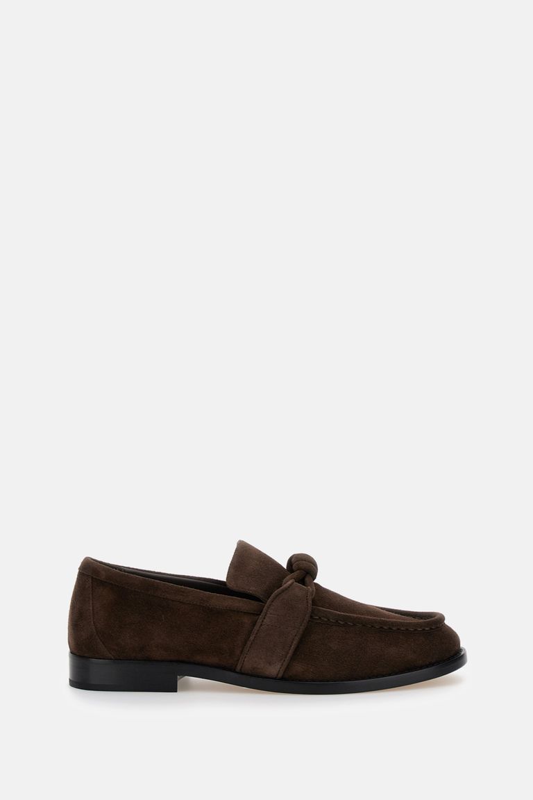 Bottega Veneta Astaire Fondente Suede Moccasin In Brown