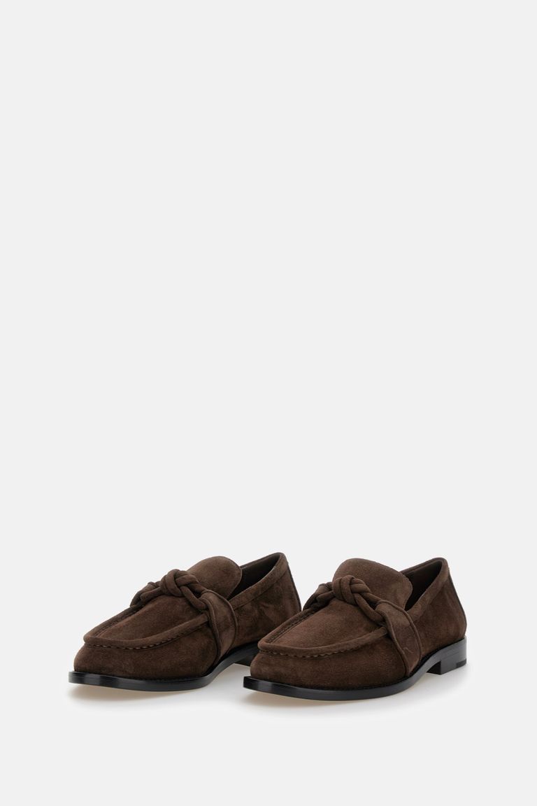Bottega Veneta Astaire Fondente Suede Moccasin In Brown