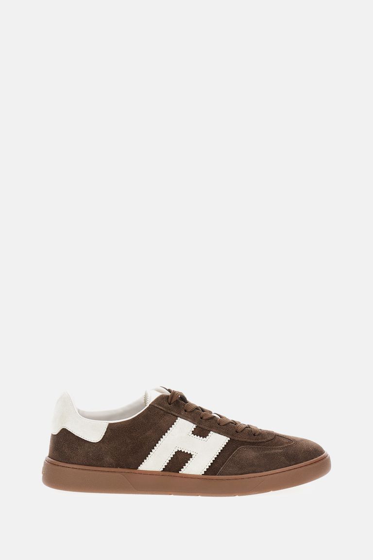 Hogan Rubber Sole Suede Finish Sneakers In Brown