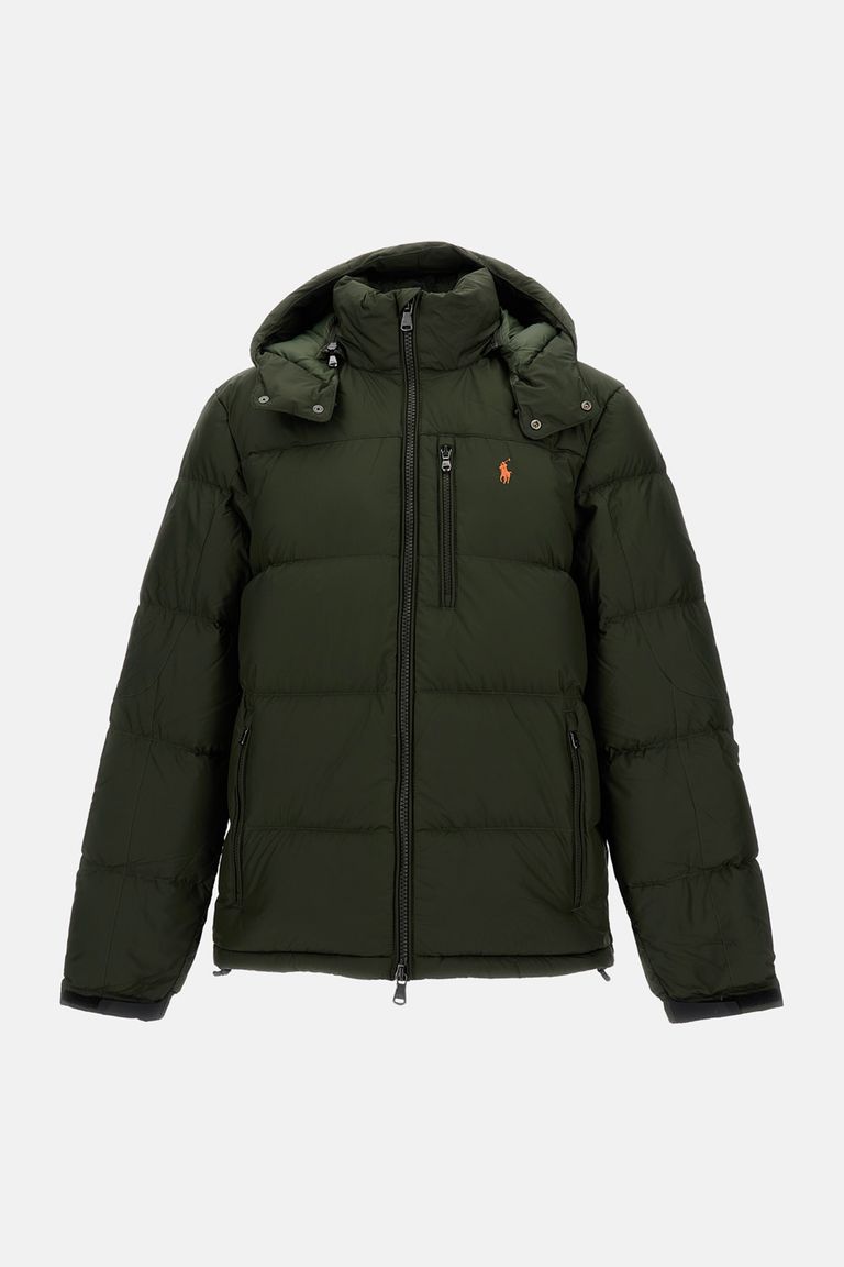 Polo Ralph Lauren Logo Embroidered Hooded Down Jacket In Green