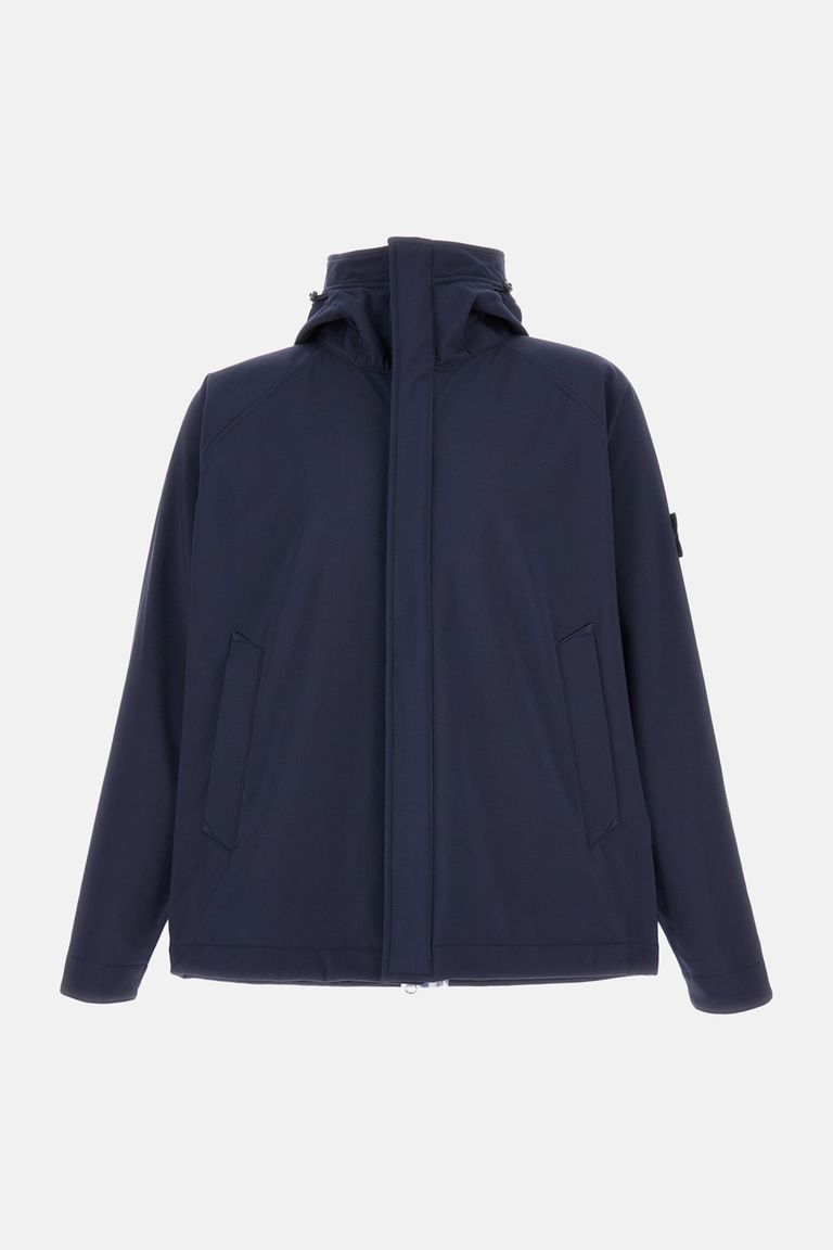 Stone Island Recycled Polyester Waterproof Jacket With Hood In Blue