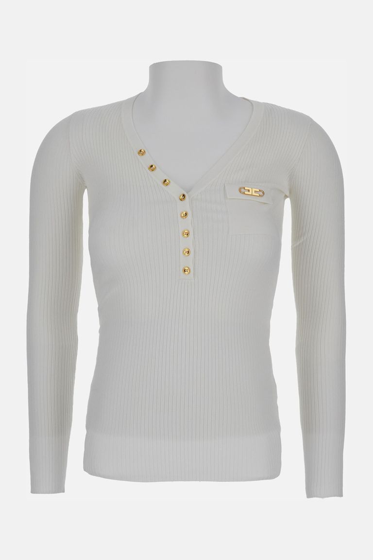 Elisabetta Franchi Knitted Sweater In White