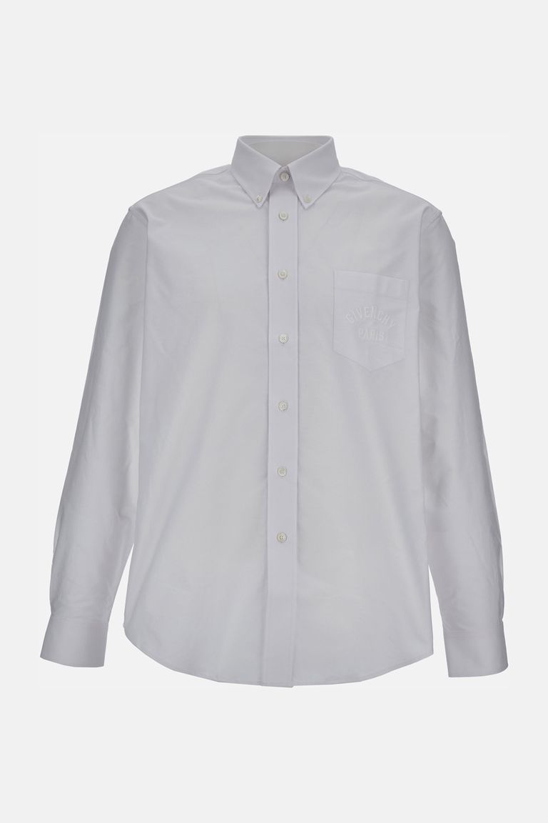 Givenchy Long-sleeve Cotton Shirt With Button-down Collar In White