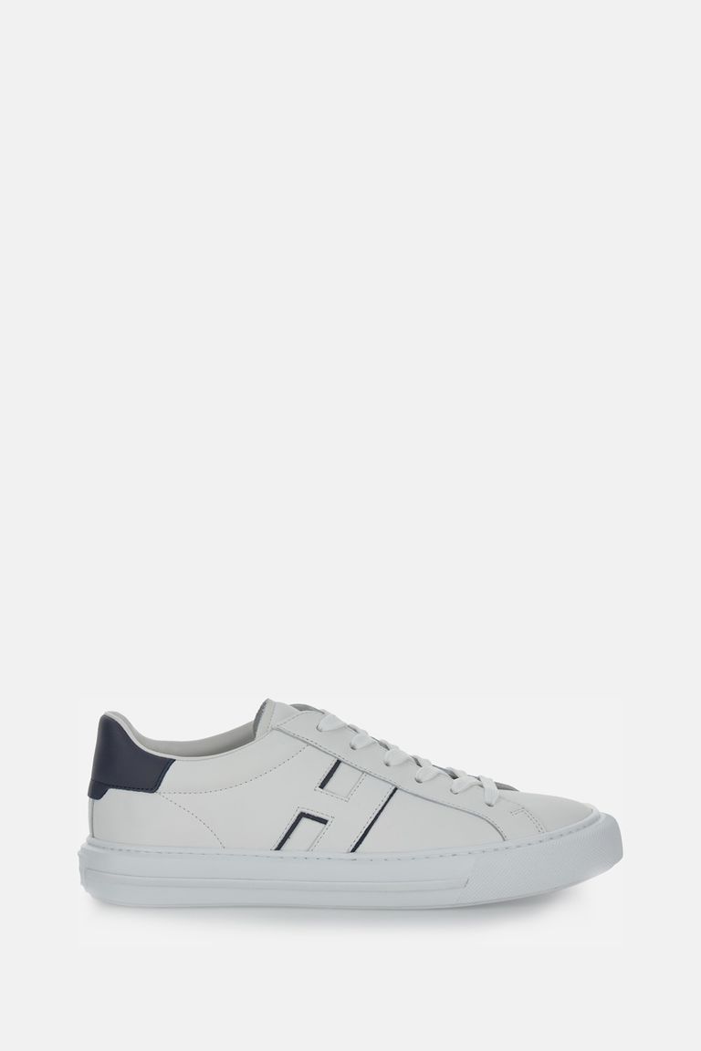 Hogan White Leather Sneakers With Logo Design And Rubber Sole In White