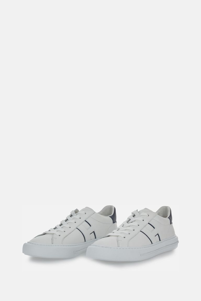 Hogan White Leather Sneakers With Logo Design And Rubber Sole In White