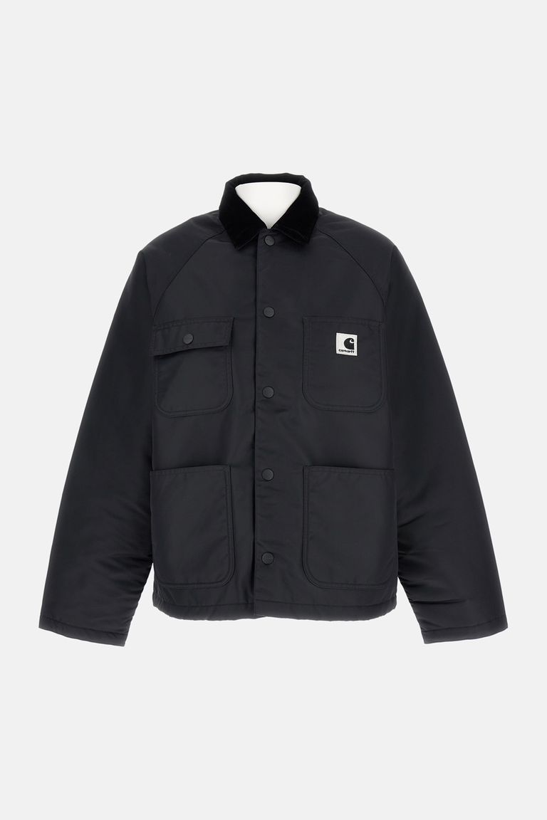Carhartt Wip Alumni Chore Coat Jacket In Black Nylon In Black