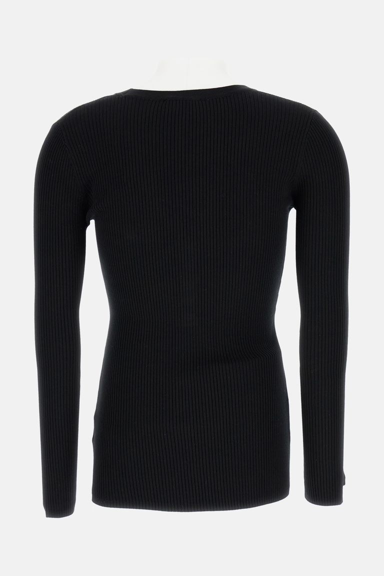 Elisabetta Franchi Ribbed Knit Top With Breast Pocket Clothing In Black