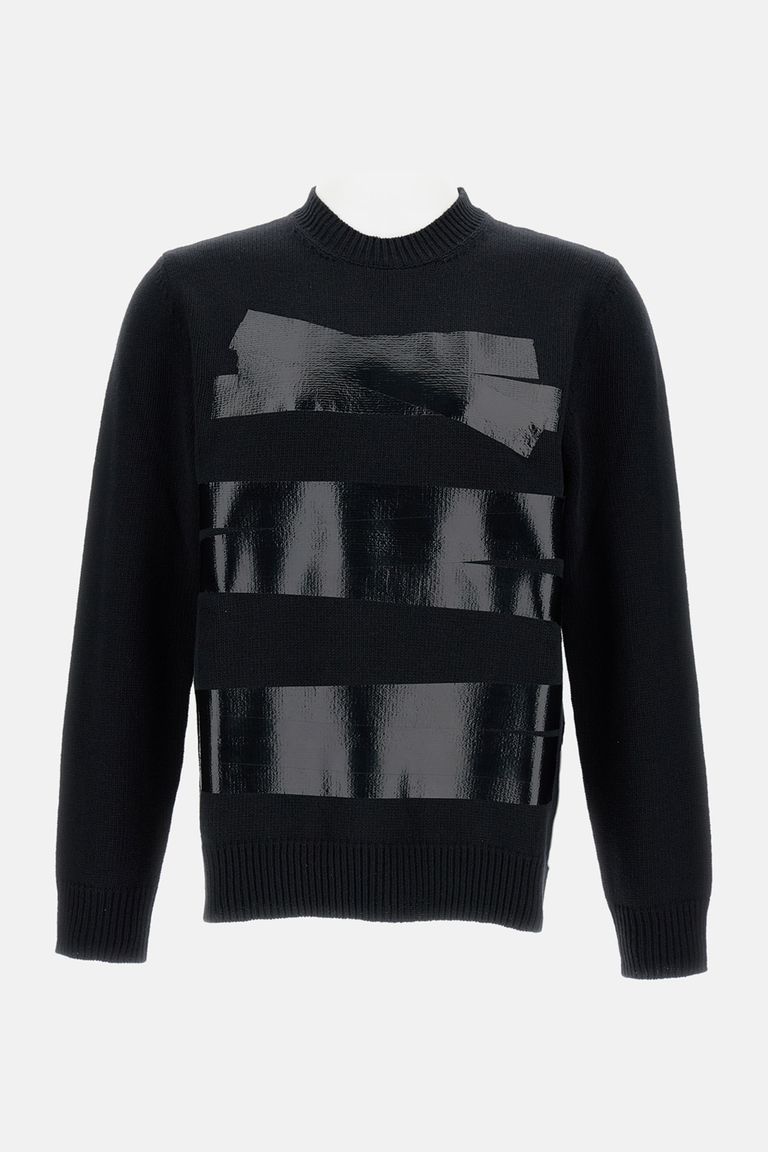 Mm6 Maison Margiela Relaxed Fit Sweater With Tape Detail In Black