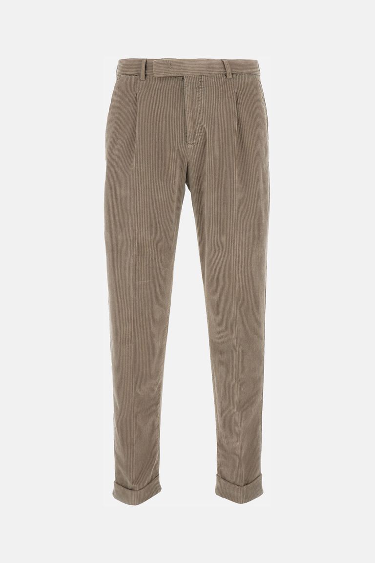 Pt01 Velvet Trousers In Brown