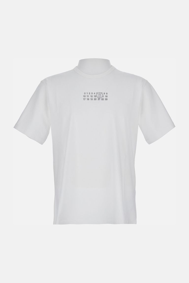 Mm6 Maison Margiela Cotton T-shirt With Number Graphics In White