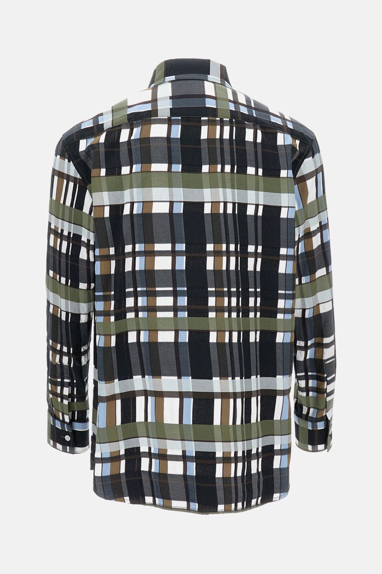 Bottega Veneta Checked Collar Shirt Long Sleeves In Gray