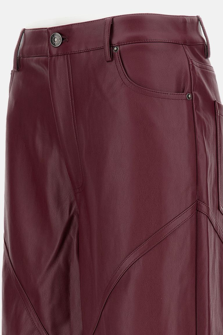 Rotate Birger Christensen Mid-rise Faux Leather Wide-leg Pants In Brown