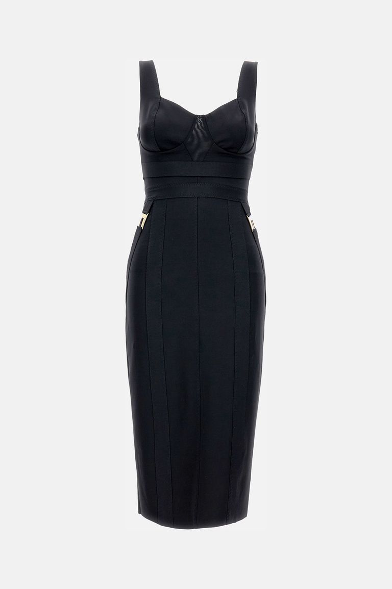 Elisabetta Franchi Fitted Black Dress With Sweetheart Neckline In Black