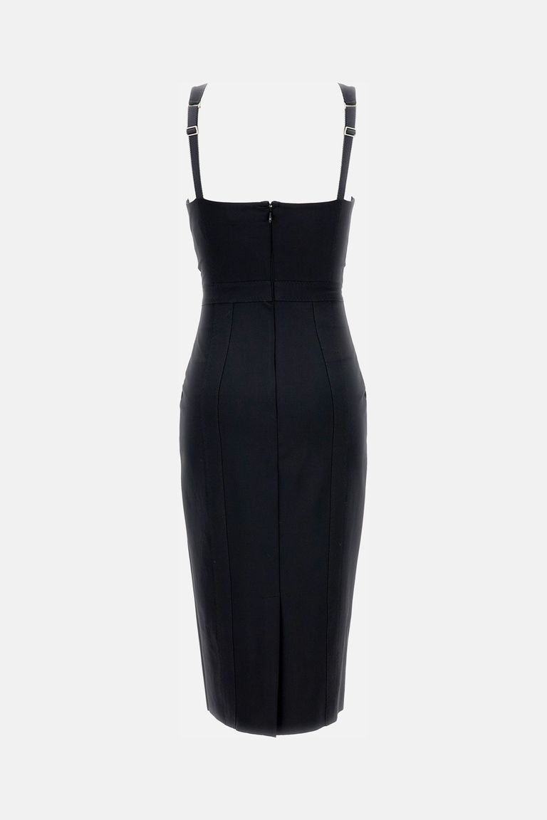 Elisabetta Franchi Fitted Black Dress With Sweetheart Neckline In Black