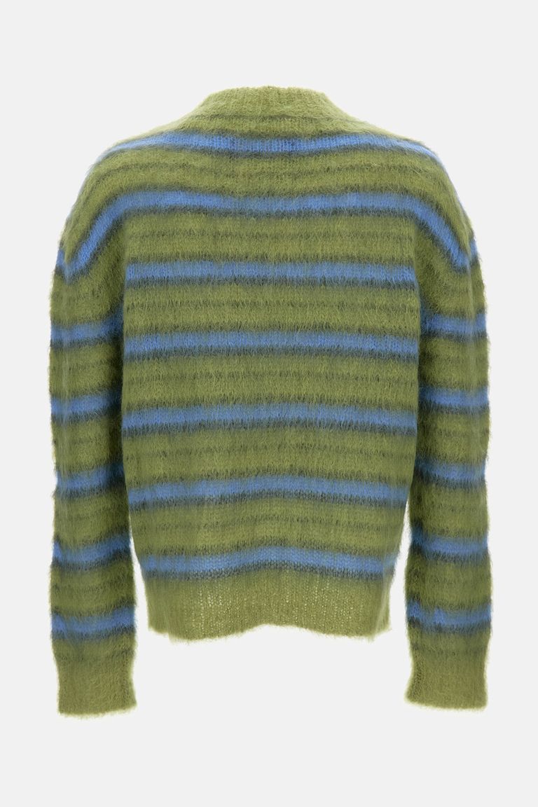 Marni Mens Acid Fuzzy Wuzzy Striped Wool-blend Jumper In Green