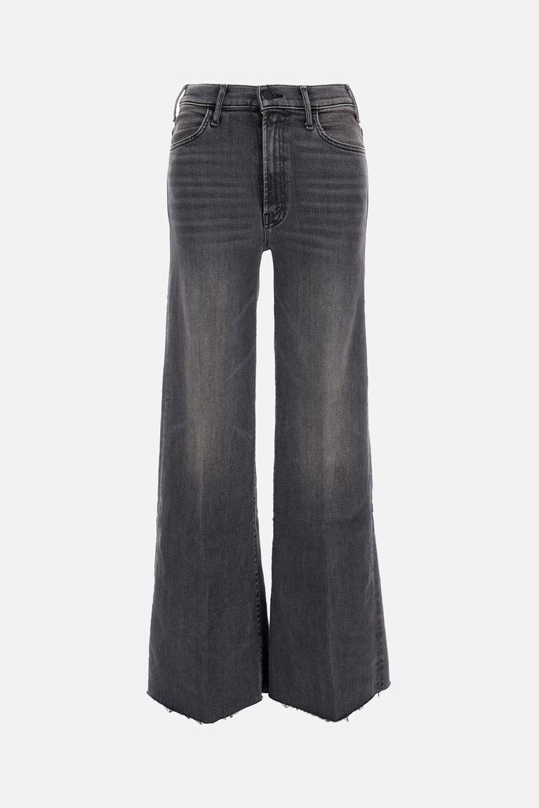 Mother Jeans Hustler Roller Sneak Fray In Black