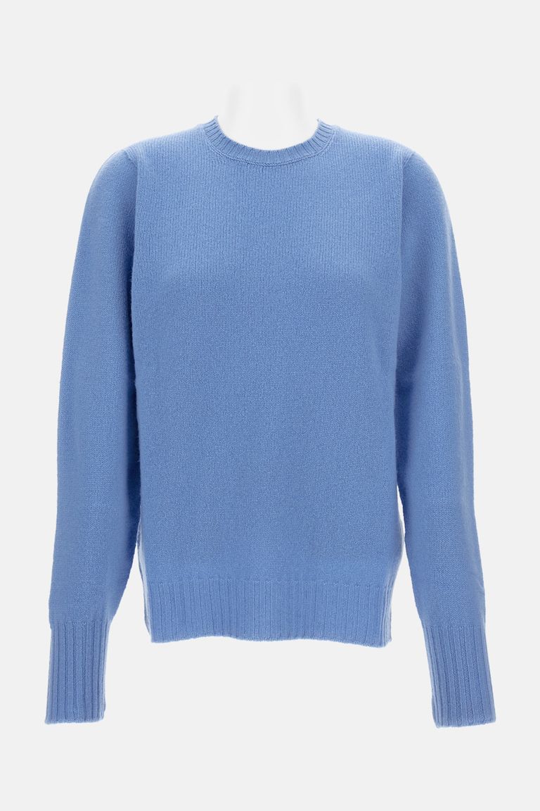 Drumohr Ribbed Merino Wool Long Sleeve Sweater In Blue