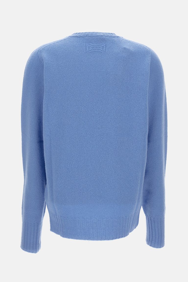 Drumohr Ribbed Merino Wool Long Sleeve Sweater In Blue