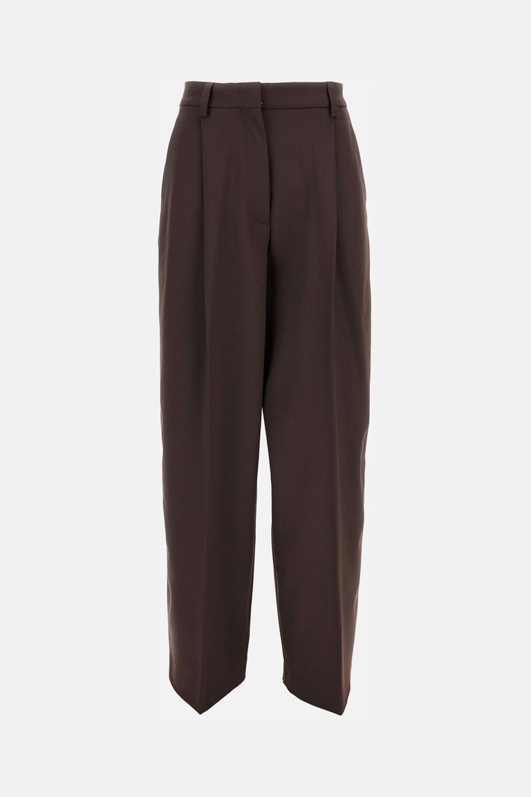 The Latest High-waisted Brown Trousers With Relaxed Fit In Brown