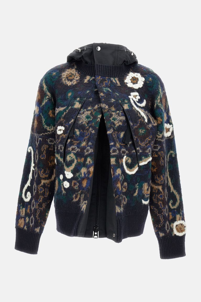 国内より1WEEK【sacai】Floral Jacquard Knit Blouson FLORAL JACQUARD KNIT BLOUSON for Men - Sacai | Biffi