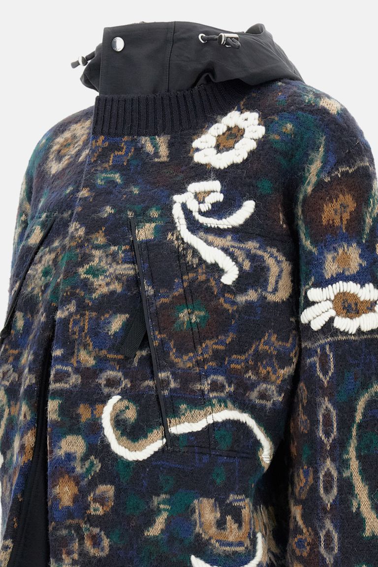 国内より1WEEK【sacai】Floral Jacquard Knit Blouson lue Floral Jacquard Knit Blouson | SACAI - Antonia