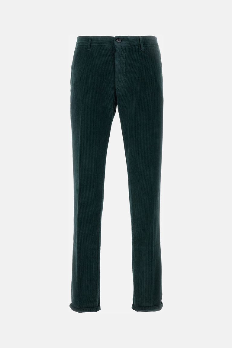 Incotex Tailored Fit Corduroy Trousers With Zip In Green