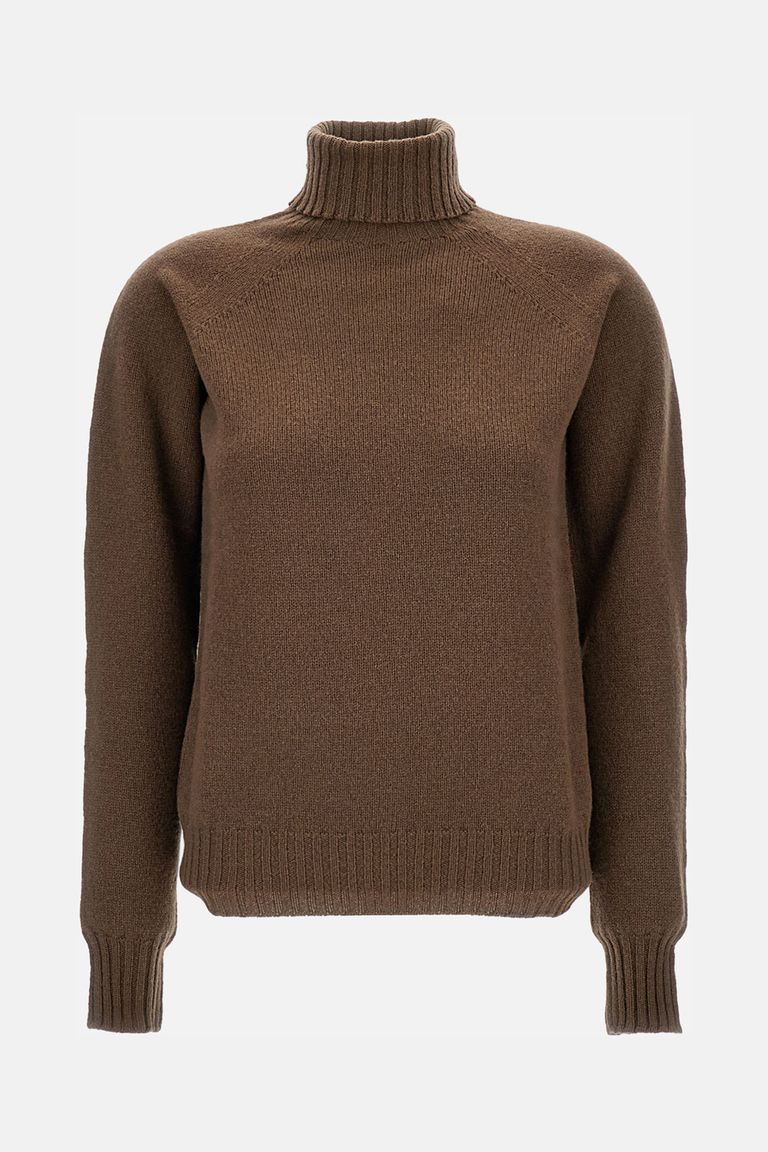 Drumohr Turtleneck Wool Sweater In Brown