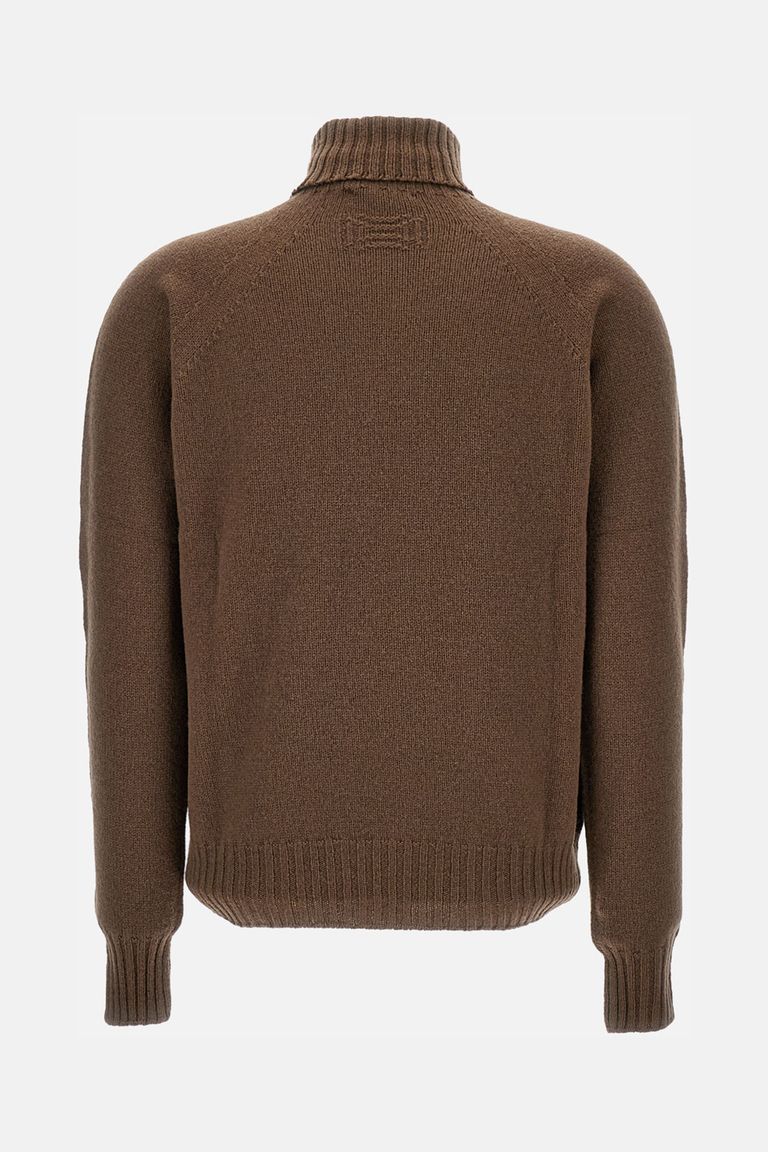 Drumohr Turtleneck Wool Sweater In Brown