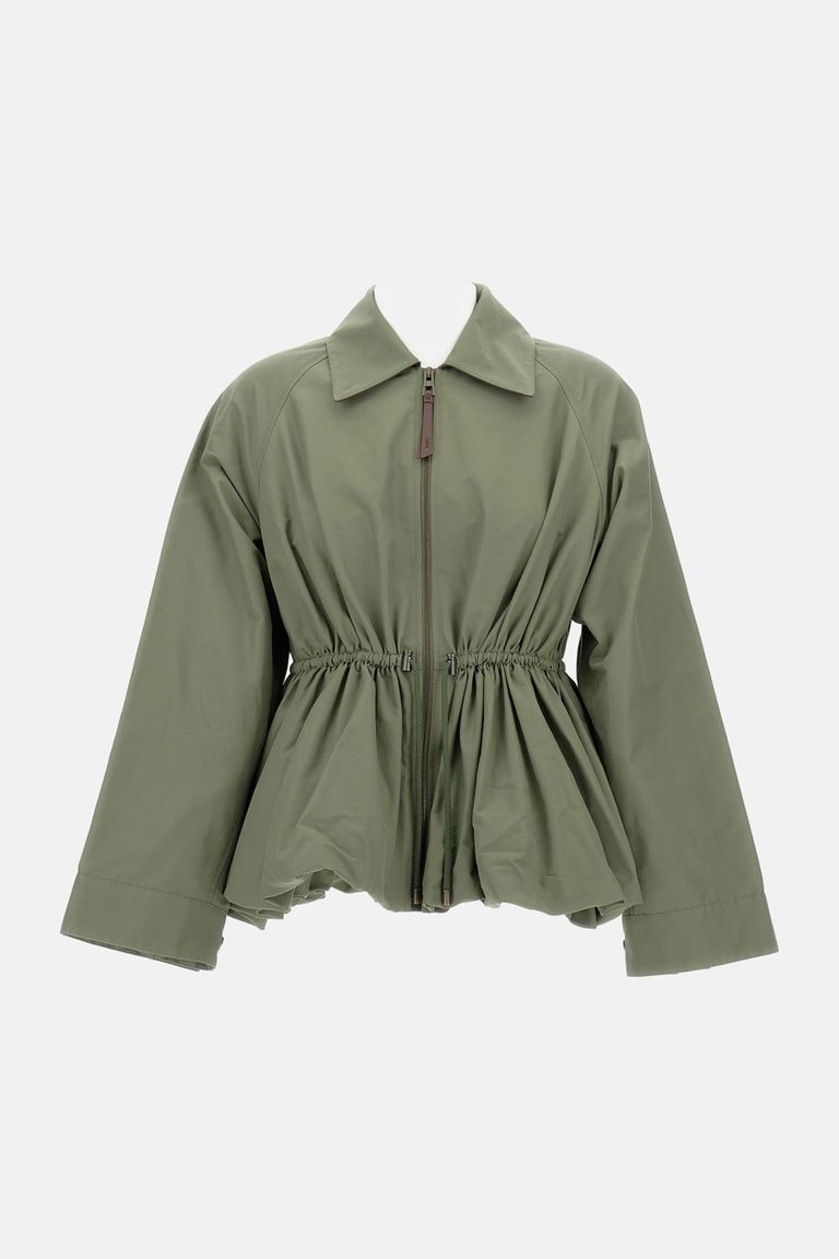 Loewe Womens Khaki Green Drawstring-waist Cotton-blend Jacket In Green